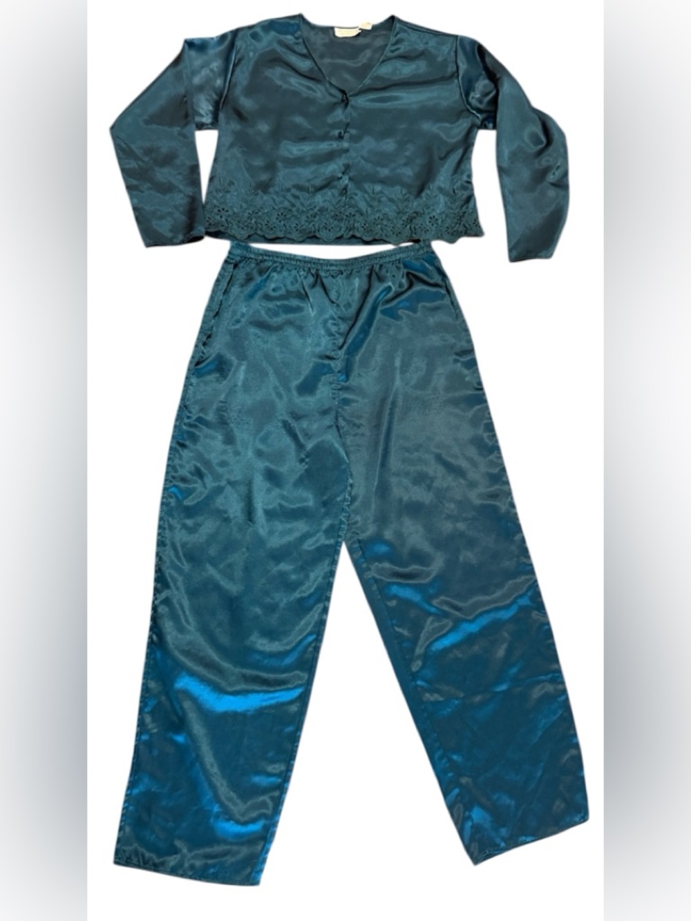 Victoria’s Secret Emerald Green Pajama Set Size Small Two-Piece Pants Top